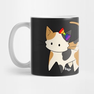 Gay Pride Calico Kitty Ear Bow Mug